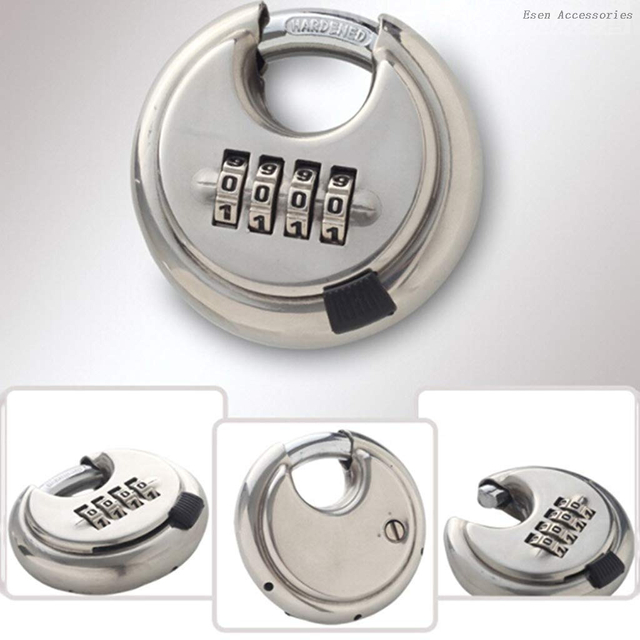 Customized Stainless Steel Round 4 Digit Combination Padlocks Code Lock Shipping Container Disc Lock 