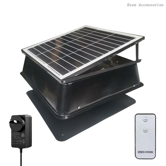 Efficiency Silent 40W DC Motor 14 Inch Solar Roof Ventilation Exhaust Fan for RV Car Attic Warehouse Garage Ventilation