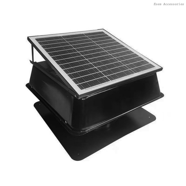 Efficiency Silent 40W DC Motor 14 Inch Solar Roof Ventilation Exhaust Fan for RV Car Attic Warehouse Garage Ventilation